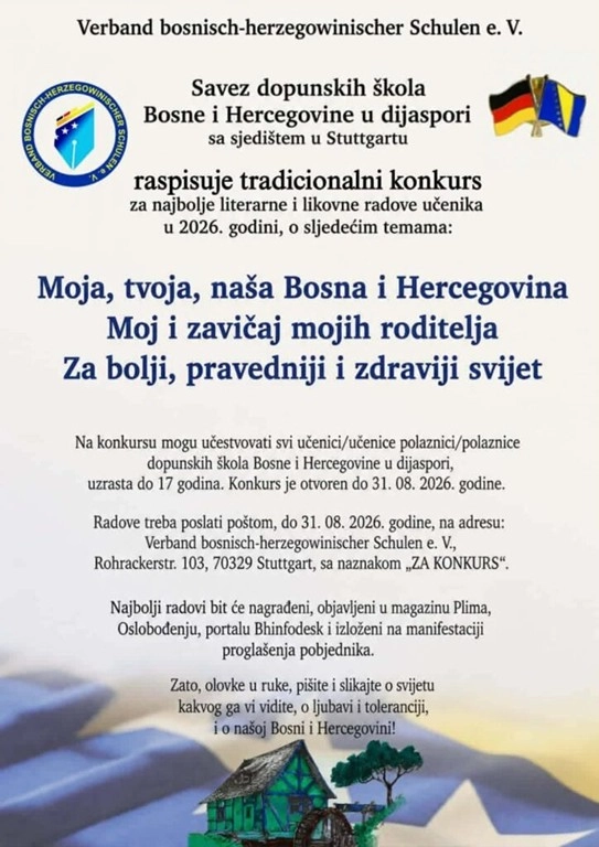 Savez dopunskih škola BiH u dijaspori: Konkurs za najbolje radove učenika u 2026. godini
