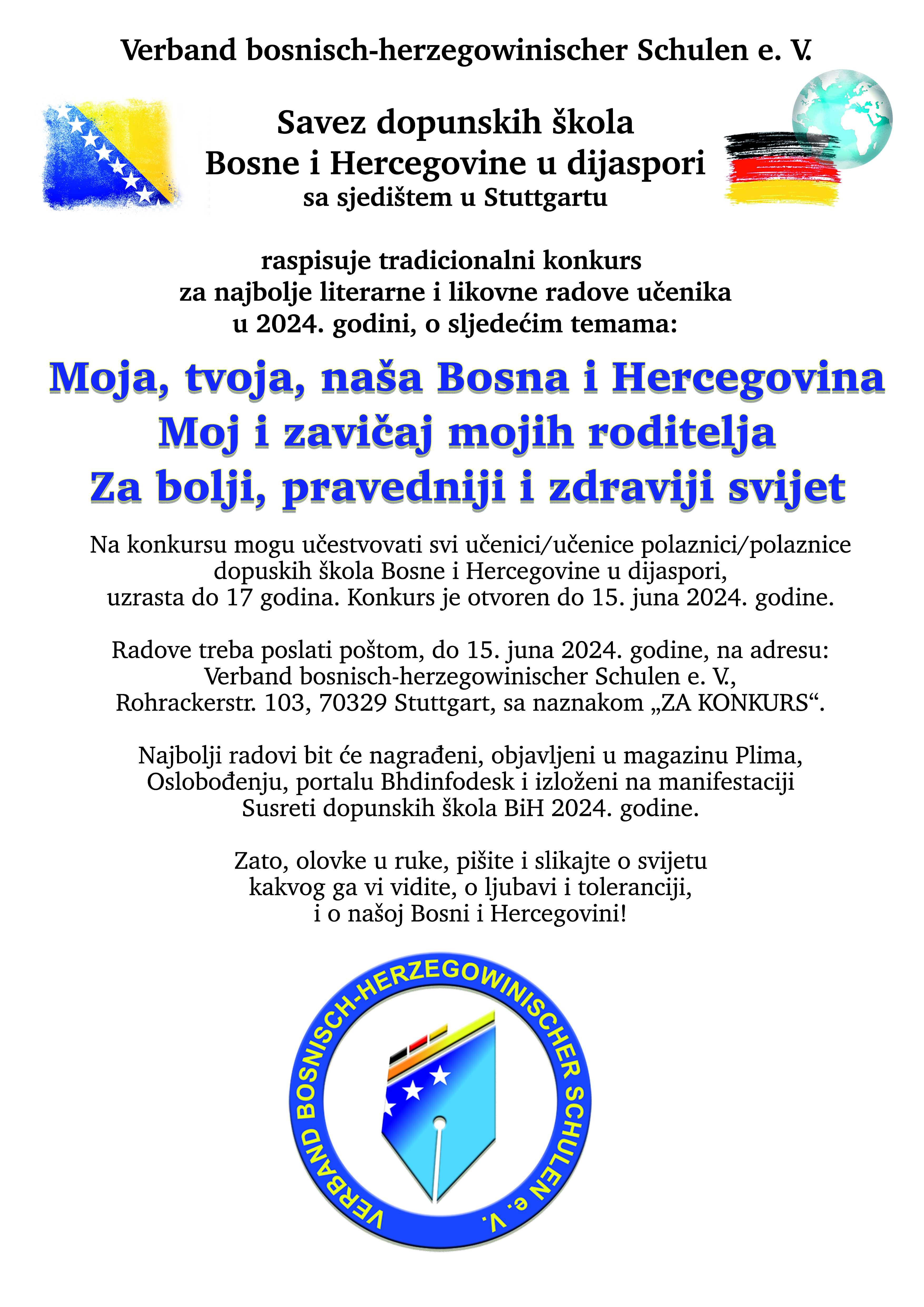 Savez dopunskih škola BiH u Štutgartu raspisuje konkurs