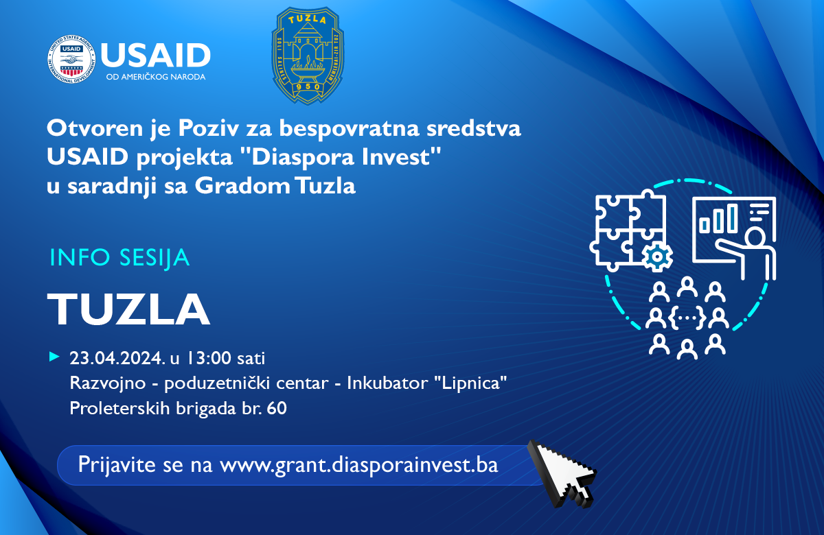 Poziv na info sesiju „Dijaspora invest“ koju organizuje USAID u saradnji sa Gradom Tuzla